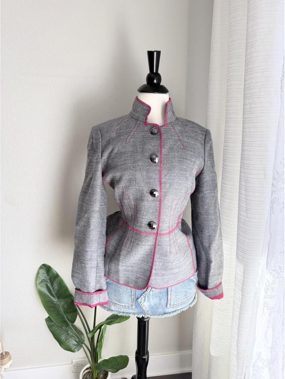Y2K ETCETERA Pink Trim Tailored Jacket